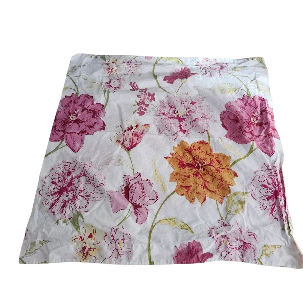Pottery Barn Duvet Cover Set Full/Queen Pink Orange Floral Botanical 4pc Cotton